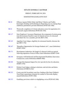 Senate general calendar, 2024 February 9