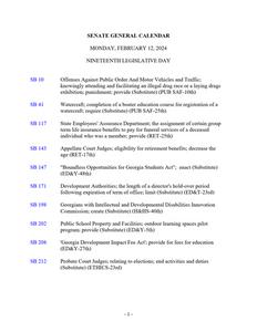Senate general calendar, 2024 February 12