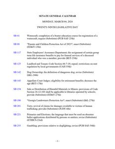 Senate general calendar, 2024 March 4