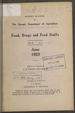 Monthly bulletin of the Georgia Department of Agriculture: Food, drug and feed stuffs. Vol. X No. 6. June 1923