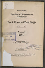 Monthly bulletin of the Georgia Department of Agriculture: Food, drugs and feed stuffs. Vol. XI No. 8. August 1924