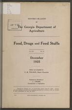 Monthly bulletin of the Georgia Department of Agriculture: Food, drugs and feed stuffs. Vol. XII No. 12. December 1925