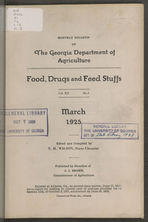 Monthly bulletin of the Georgia Department of Agriculture: Food, drugs and feed stuffs. Vol. XII No. 3. March 1925