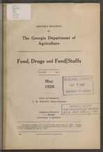 Monthly bulletin of the Georgia Department of Agriculture: Food, drugs and feed stuffs. Vol. XIII No. 5. May 1926