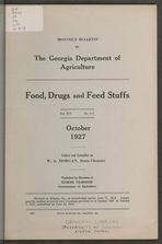 Monthly bulletin of the Georgia Department of Agriculture: Food, drugs and feed stuffs. Vol. XIV Nos. 5-9. October 1927