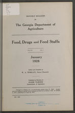 Monthly bulletin of the Georgia Department of Agriculture: Food, drugs and feed stuffs. Vol. XV No. 1. January 1928