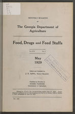 Monthly bulletin of the Georgia Department of Agriculture: Food, drugs and feed stuffs. Vol. XVI No. 5. May 1929