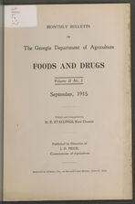 Monthly bulletin of the Georgia Department of Agriculture: Foods and Drugs. Volume II No. 5. September, 1915