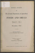 Monthly bulletin of the Georgia Department of Agriculture: Foods and Drugs. Volume II No. 8. December, 1915