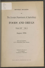 Monthly bulletin of the Georgia Department of Agriculture: Foods and Drugs. Volume III No. 8. August, 1916