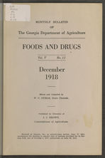 Monthly bulletin of the Georgia Department of Agriculture: food and drugs [Vol. 5, no. 12 (Dec. 1918)]