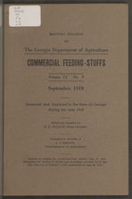 Monthly bulletin of the Georgia Department of Agriculture: Commercial feeding-stuffs. Volume VI No. 9. September, 1919