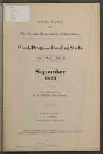Monthly bulletin of the Georgia Department of Agriculture: Food, drugs and feeding stuffs. Vol. VIII No. 9. September 1921