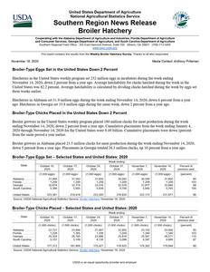 Broiler hatchery news release, 2020 November 18