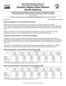 Broiler hatchery news release, 2020 July 15
