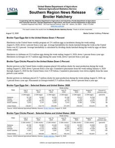 Broiler hatchery news release, 2020 August 12