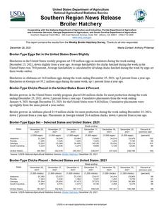 Broiler hatchery news release, 2021 December 29