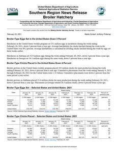 Broiler hatchery news release, 2021 February 24