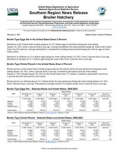 Broiler hatchery news release, 2021 February 3