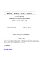 Department of Banking and Finance bulletin, Oct. 31, 2000