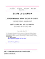Department of Banking and Finance bulletin, Sept. 30, 2000
