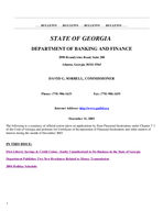 Department of Banking and Finance bulletin, Dec. 31, 2003