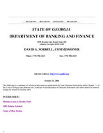 Department of Banking and Finance bulletin, Oct. 31, 2004