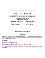 Department of Banking and Finance bulletin, May 31, 2004