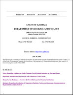 Department of Banking and Finance bulletin, June 30, 2004