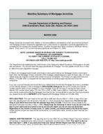 Monthly summary of mortgage activities, Mar. 2000
