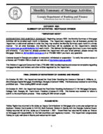 Monthly summary of mortgage activities, Oct. 2001