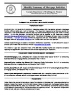 Monthly summary of mortgage activities, Nov. 2001