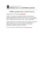 Press release (Georgia. Dept. of Behavioral Health & Developmental Disabilities), Apr. 12, 2012