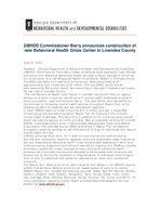 Press release (Georgia. Dept. of Behavioral Health & Developmental Disabilities), June 10, 2013