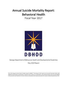 Annual suicide mortality report: behavioral health