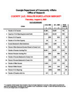 County jail inmate population report, 2009 August