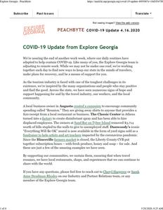 Peach byte: monthly newsletter for Georgia tourism, 2020 April 16