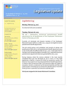 Legislative update, 2021 February 19