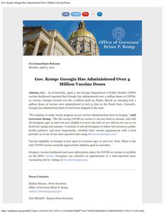 Press release, 2021 April 5