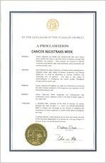 By the Governor of the State of Georgia, a proclamation, 2014 March 10A; By the Governor of the State of Georgia, a proclamation: Cancer Registrars Week