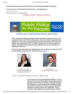 Public policy for the people, 2020 April 13
