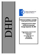 Certificate-of-need appeals report [Sept. 2001]