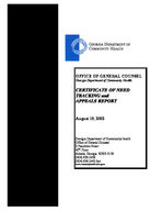 Certificate-of-need tracking and appeals report [Aug. 19, 2002]
