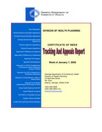 Certificate-of-need tracking and appeals report [Jan. 7, 2008]