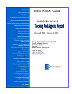 Certificate-of-need tracking and appeals report [Oct. 27, 2009]