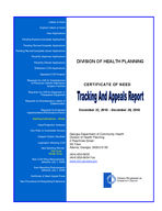 Certificate-of-need tracking and appeals report [Dec. 28, 2010]