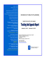 Certificate-of-need tracking and appeals report [Jan. 18, 2011]