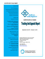 Certificate-of-need tracking and appeals report [Sept. 26-Oct. 2, 2012]