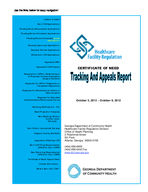 Certificate-of-need tracking and appeals report [Oct. 3-9, 2012]