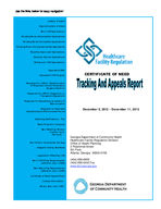 Certificate-of-need tracking and appeals report [Dec. 5-11, 2012]